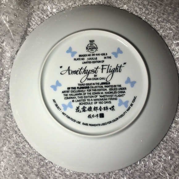 Jewels of the Flowers Complete Set 8 Porcelain w/ Platinum Rim by E. Knowles - Picture 8 of 17